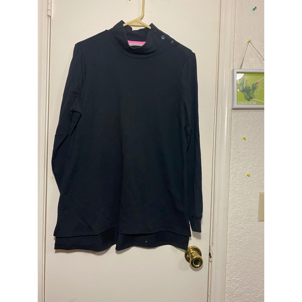 Isaac Mizrahi Live!‎ Black Mock Neck Long Sleeve Layered Tunic Top